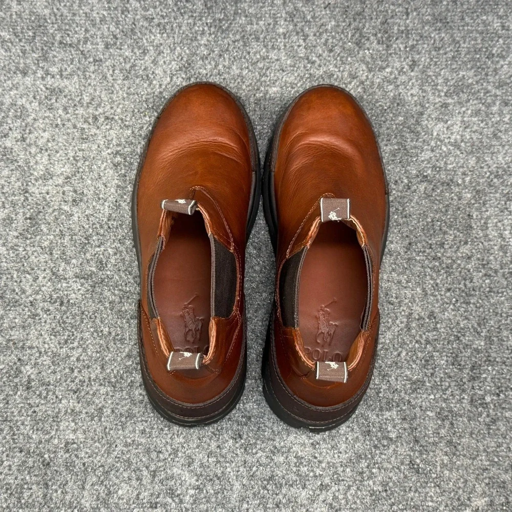Polo Ralph Lauren Oslo Chelsea Boots Men's 7 Brown Leather Classic Pull On Shoes